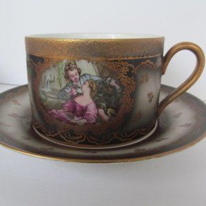 Romantic Gifts Extra Large Tea Cup and Saucer Hand Painted Bavaria Germany Gift